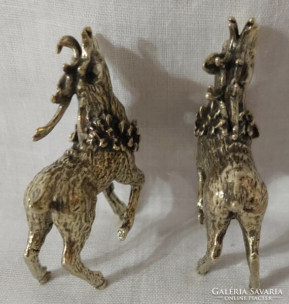 2 miniature solid brass deer