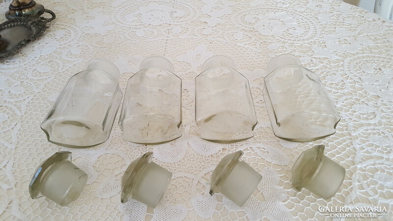 Old, square pharmacy, apothecary glass 4 pcs.