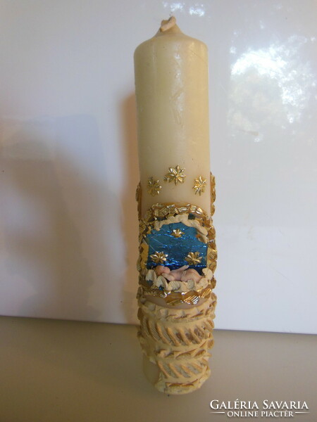 Candle - nativity in a candle - antique - 21 x 5 cm Austrian - very special rare