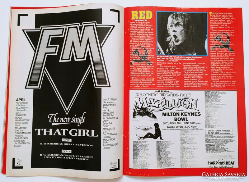 Kerrang magazin 86/4/3 Accept Jeff Beck Castle Blak Wendy Williams Baby Tuckoo Balaam Marillion Meta