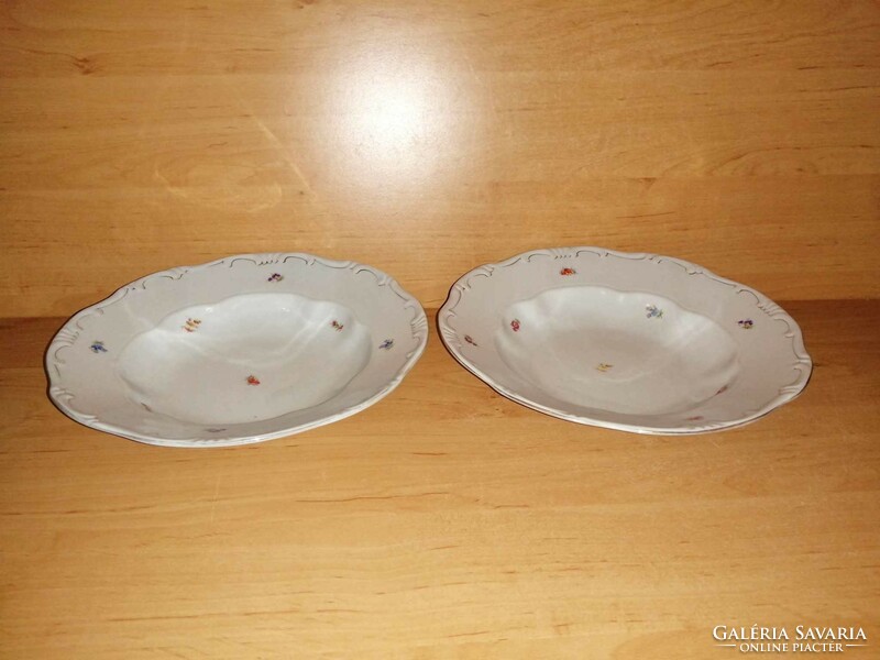 Zsolnay porcelain deep plate with feathered flower pattern in a pair (2p)