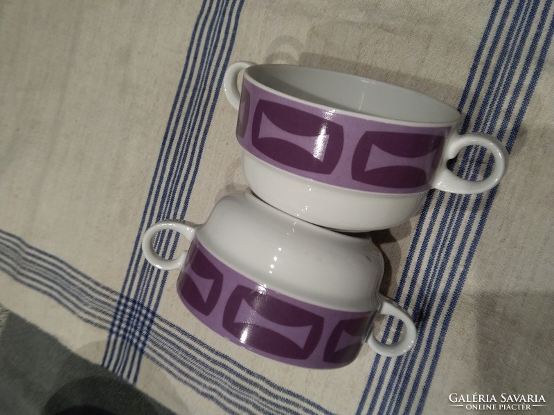 Bowls with ears - in purple / bauhaus style - 2 pcs.