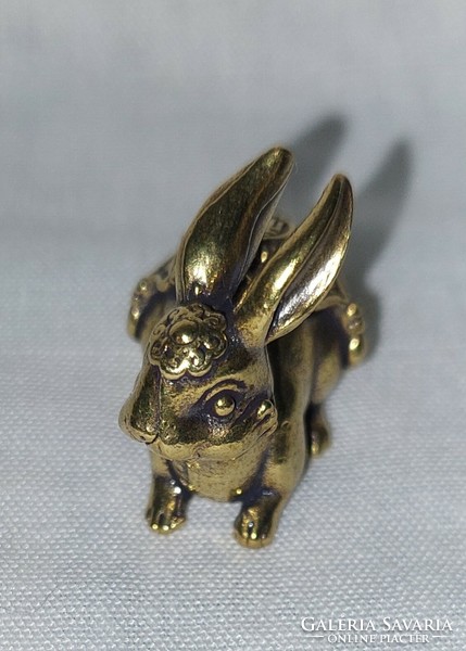 Miniature Solid Copper Bunny Keychain