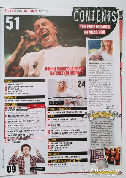 Kerrang magazin 14/2/15 Asking Alexandria Steel Panther Metallica Crosses Taylor Momsen In Crowd