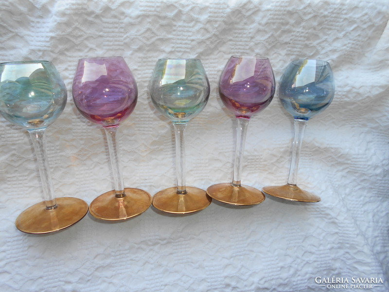 5 colored glass goblets with a base - the price refers to 5 pcs