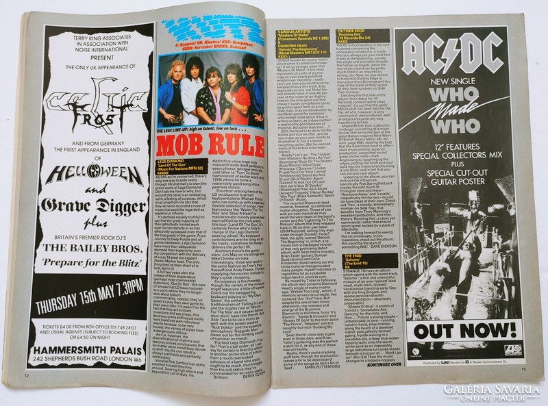 Kerrang magazin 86/5/1 Dio Iron Maiden ACDC Shy Accept Strangeways Chariot Dire Straits O'Malley UFO