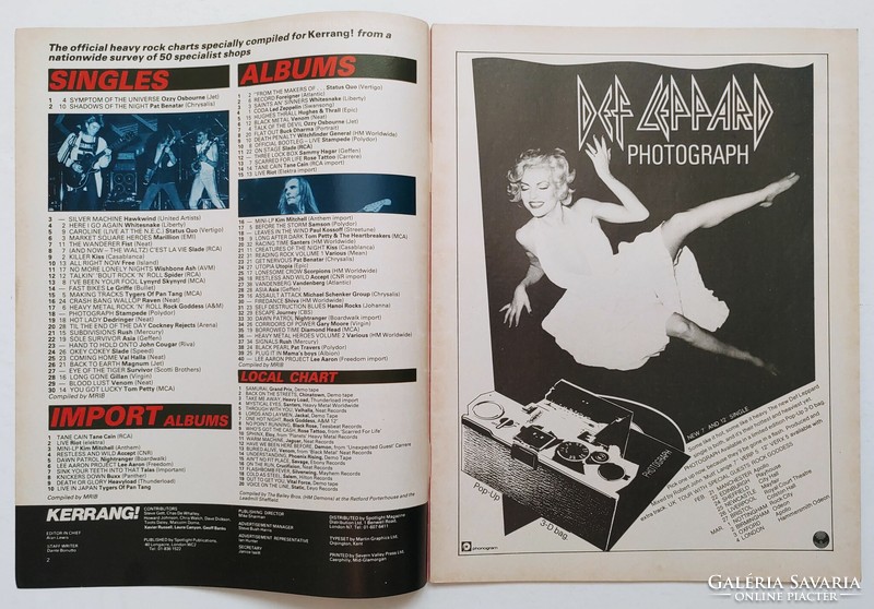 Kerrang magazin 83/1/27 Thin Lizzy Asia Status Quo Ted Nugent REO Speedwagon Kiss Def Leppard