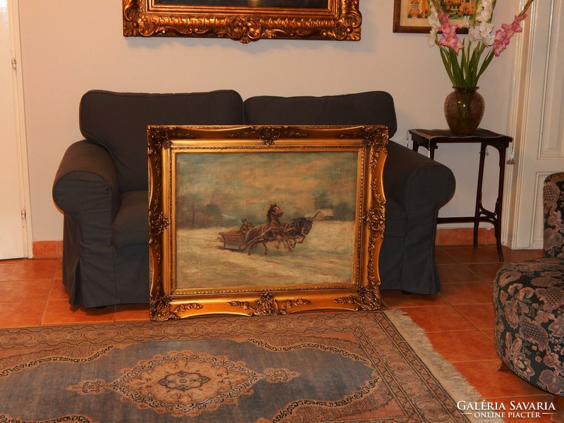 Excellent 60x80 cm oil painting by István Ircsik Solti in a wide-profile frame