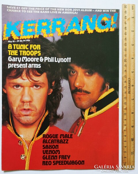 Kerrang magazin 85/5/16 Gary Moore Phil Lynott Rouge Male Venom Jim Lea Alcatrazz Glenn Frey Shy REO