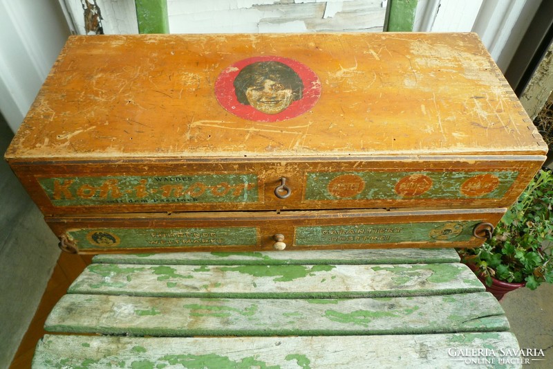 A curiosity! Antique drawer gadget art nouveau szatócsbolti advertising box 1910s szatócsbolti