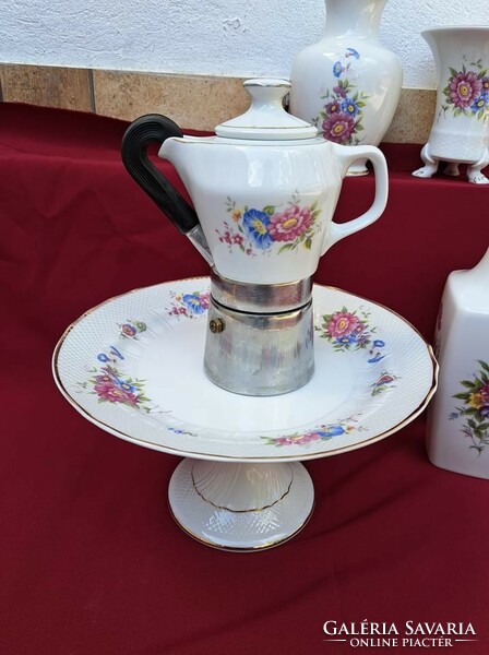 Hollóházi dawn pattern porcelains porcelain coffee maker cake plate cake holder vase peasant village