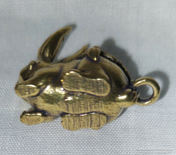 Miniature Solid Copper Bunny Keychain
