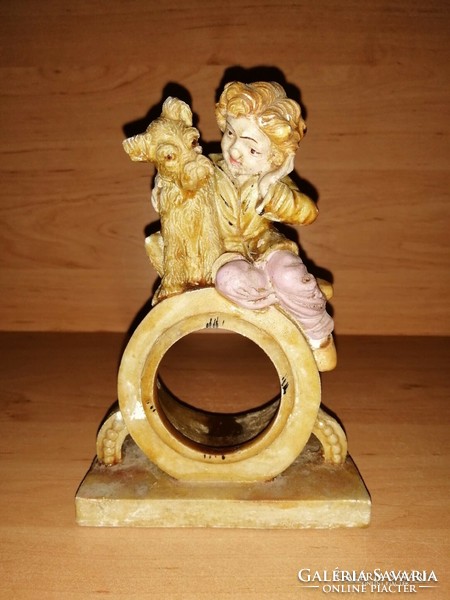 Little girl with a dog salt sculpture figure - 16.5 cm high