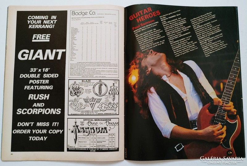 Kerrang magazin 82/9/23 Iron Maiden Blackfoot Anvil Rods Baron Rojo Pete Way Samson Rush