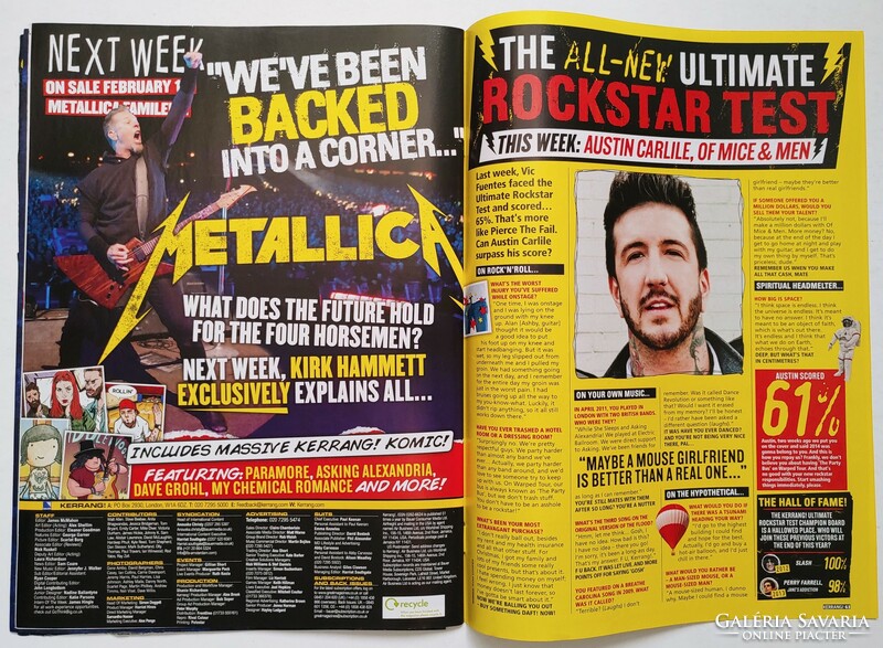 Kerrang magazin 14/2/15 Asking Alexandria Steel Panther Metallica Crosses Taylor Momsen In Crowd