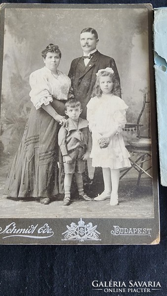 Judaica approx. 1908 Paper merchant Stern Izidor family photo + business card + advertising company envelope