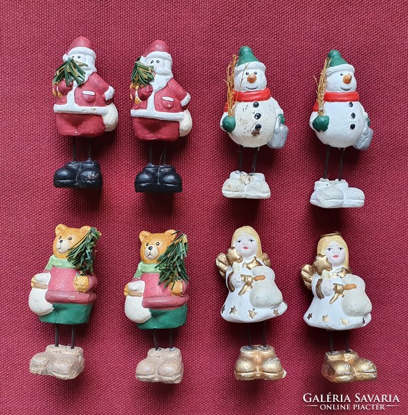 8db karácsonyi kerámia figura mikulás hóember maci angyal dekoráció kellék