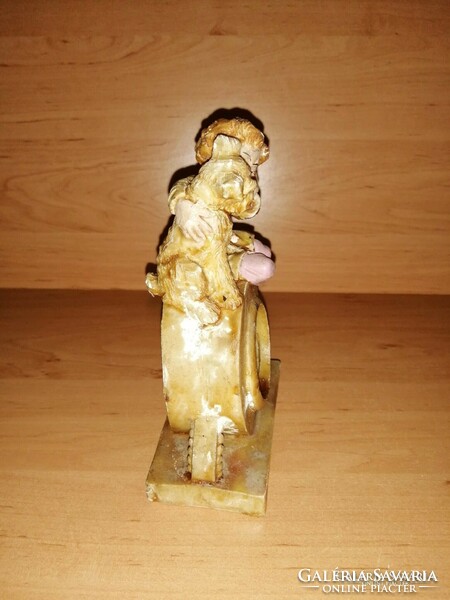 Little girl with a dog salt sculpture figure - 16.5 cm high