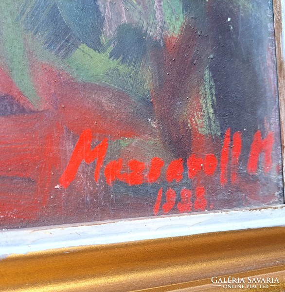 Mazsaroff Miklós: Rézvirágok (olajtempera, keretben) 1980-as évek - miskolci festő