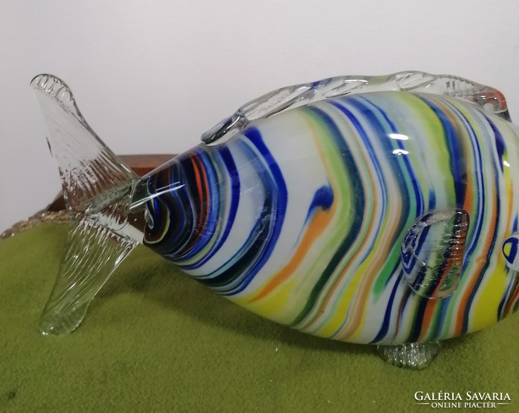 Muránói jellegű retro üveg hal