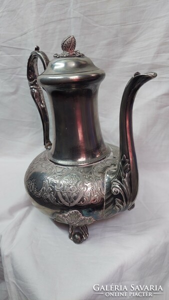 Spectacularly decorative, elegant pewter tea pourer, jug 1 kg