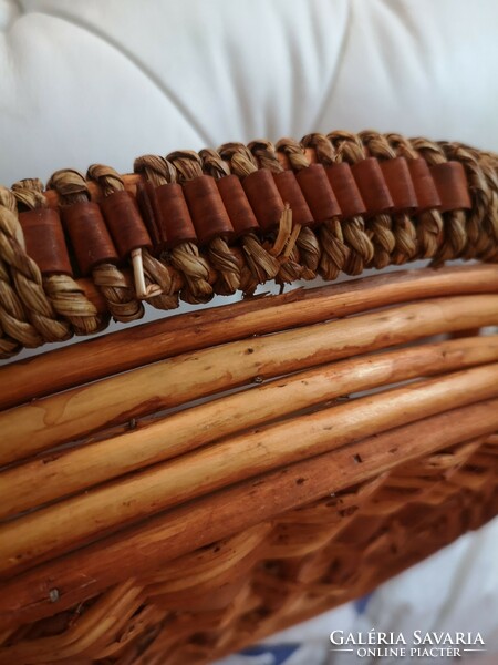 Wicker wicker basket, wooden insert, sea grass, exotic 10 x 35 x 28 cm