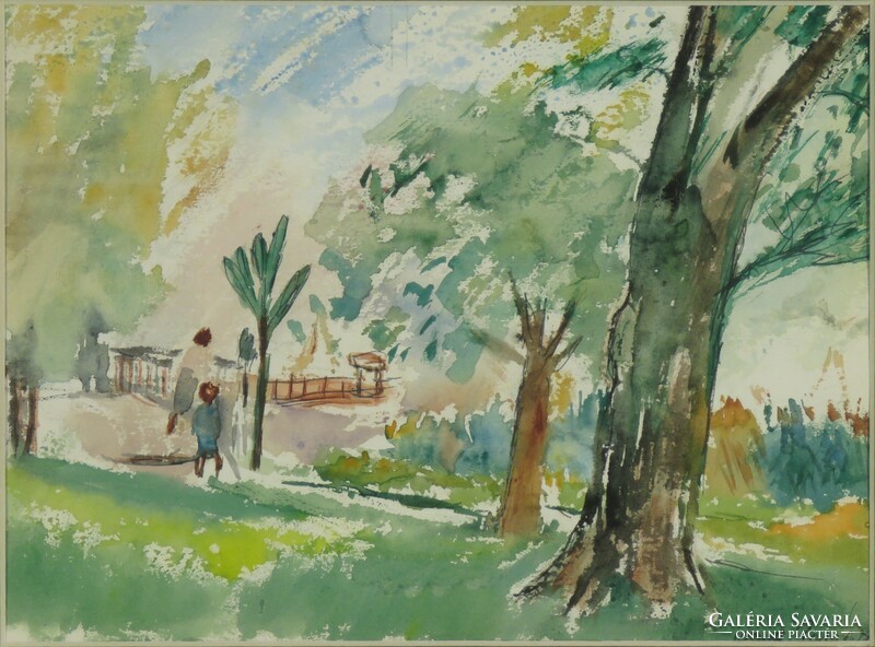 Hungarian artist around 1950: stream bank