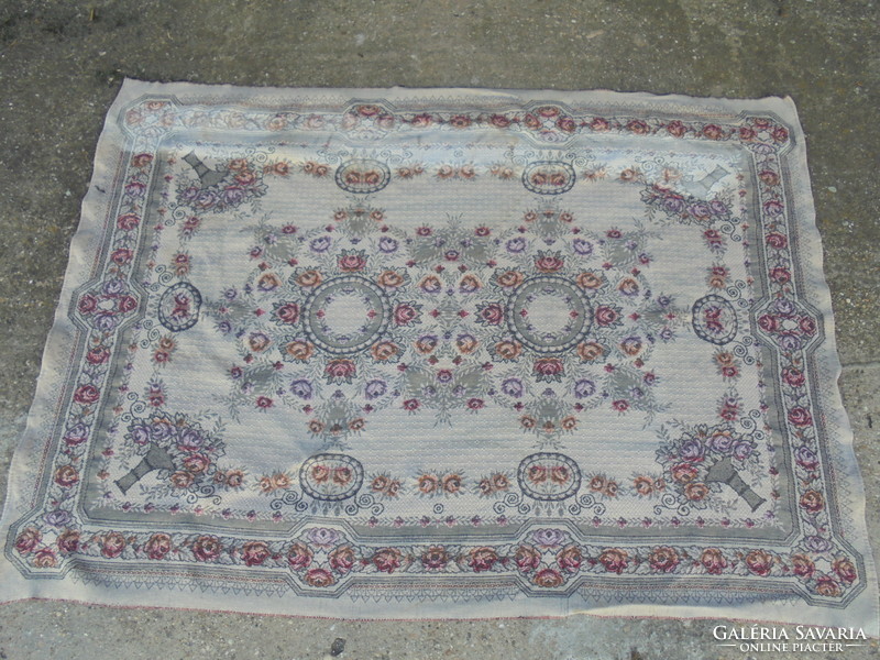 Twenty pieces of old woven large tablecloth / for bed, table, carpet / from legacies - together