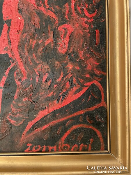 Zombori szignoval különleges Pipázó férfi festmény