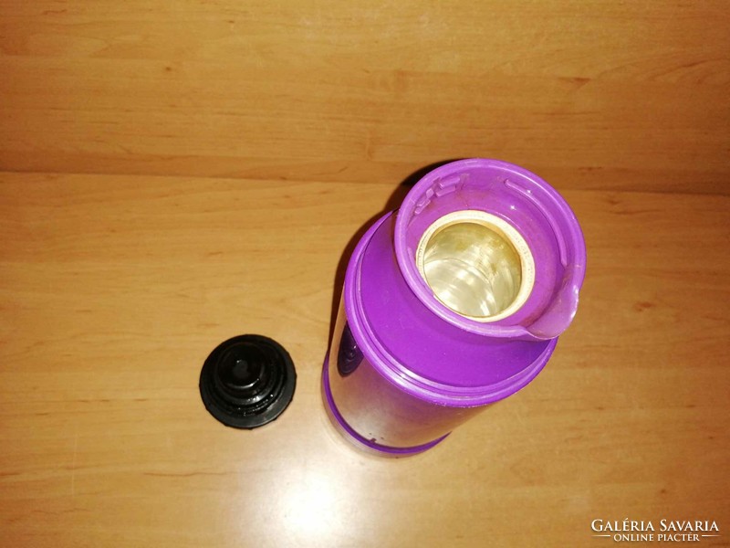 Retro lila műanyag kávé, tea termosz (b)