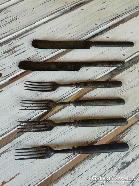 Iron forks and knives in one, from the first half of the 20th century