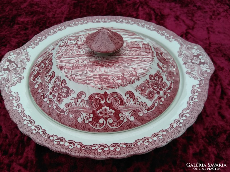 Flawless English marked pink bowl with lid