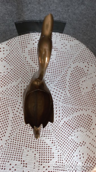Vintage copper bowl, swan-shaped, core: 19 cm, edge: 15 cm, opening: 5.5 x 7 cm, 402 gr.