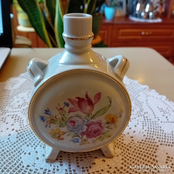 Antique floral drasche porcelain water bottle, marked