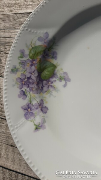 Epiag Aich vintage nagyméretű porcelán gyümölcsös vagy húsos tányér ibolya mintás 30 cm átmérőjű