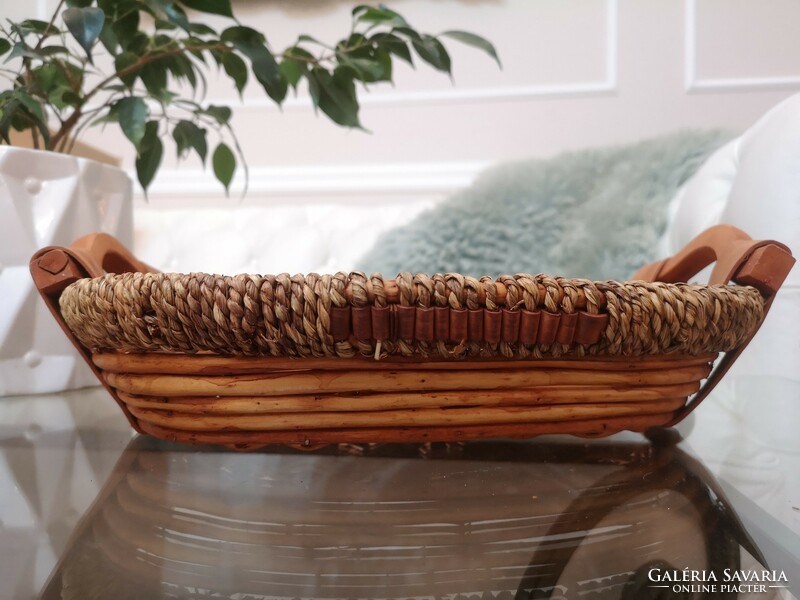 Wicker wicker basket, wooden insert, sea grass, exotic 10 x 35 x 28 cm