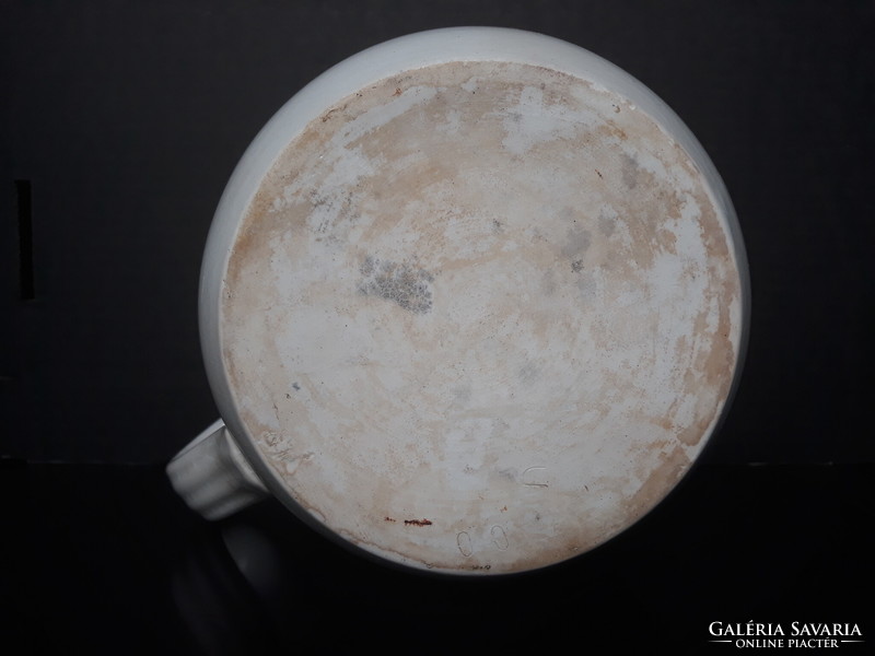 Antique giant size 1.6 liter faience teapot, mug