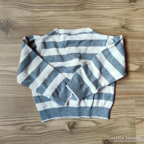 Next gray - white striped cotton cardigan (104, 3-4 years)