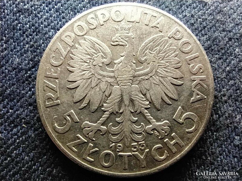 Poland .750 Silver 5 zloty 1933 mw (id79524)