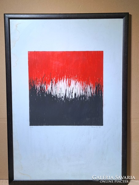 Red and Black Abstract - marked Sanei, 1996 - modern rarity