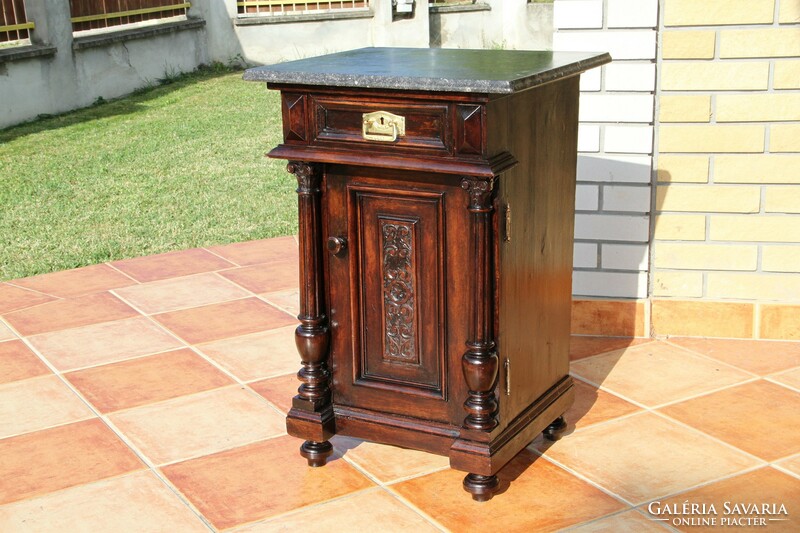 Bedside table with tin German column and marble top