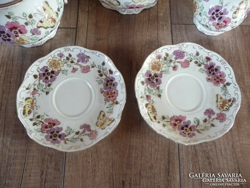 Zsolnay tea set for two with a butterfly pattern