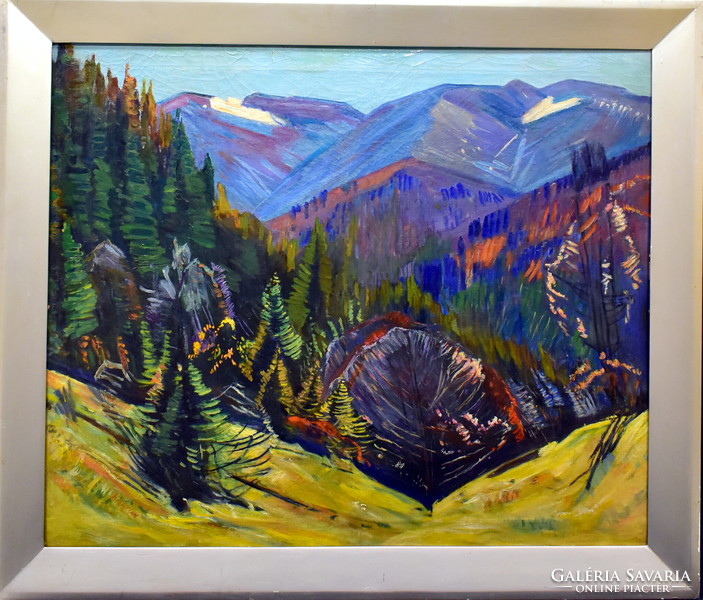 1960 Subcarpathian painter around: mountainous landscape