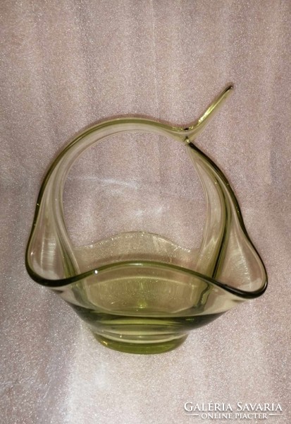 Green bohemia glass napkin holder basket (z)