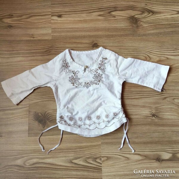 White, embroidered cotton top (104, 4 years)