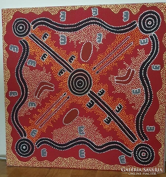 Vörös kompozició  (Red aboriginal painting )