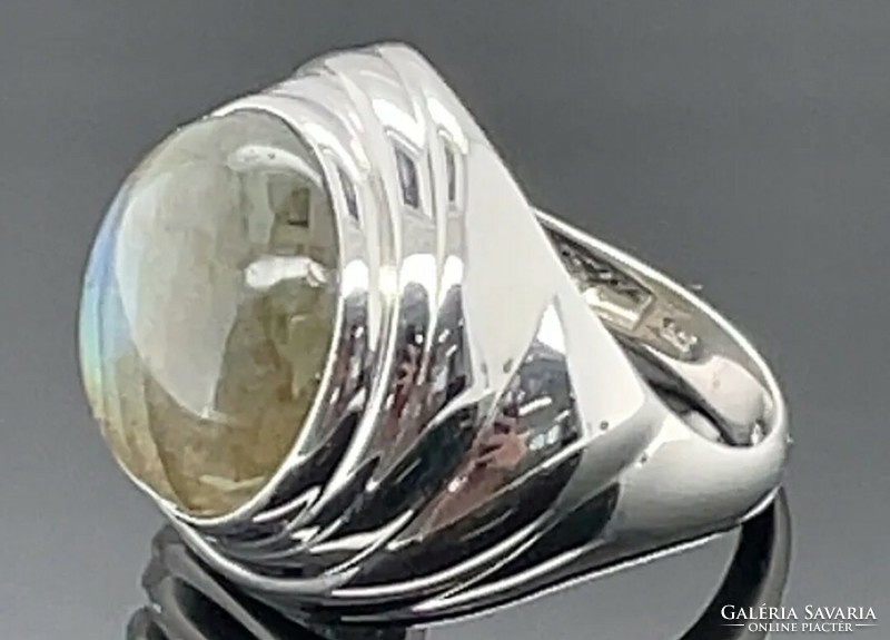 Extra különleges színjátszós  labradorit drágaköves sterling ezüst gyűrű 925/ - új 56 méret