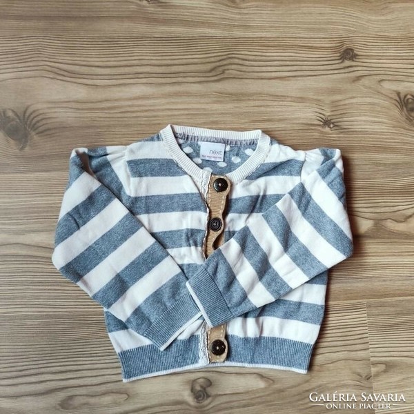 Next gray - white striped cotton cardigan (104, 3-4 years)