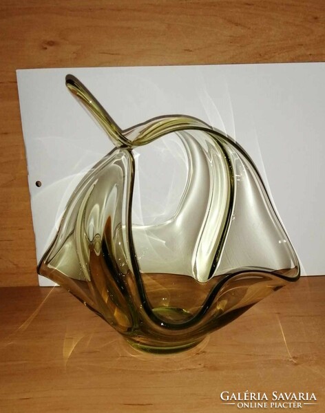Green bohemia glass napkin holder basket (z)