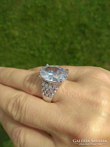Silver ring with white topaz